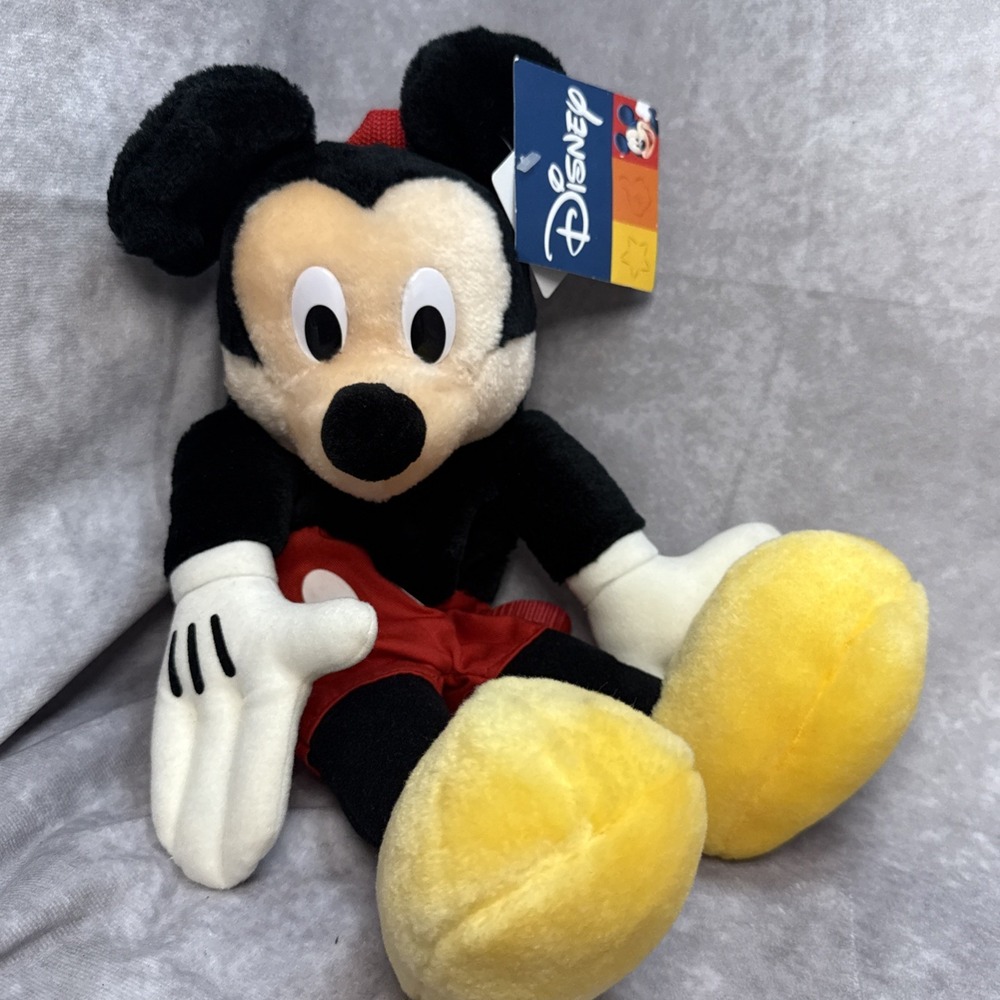 Disney‎ Pyramid Mickey Mouse 17" Plush Backpack Zipper Bag Adjustable Straps NWT